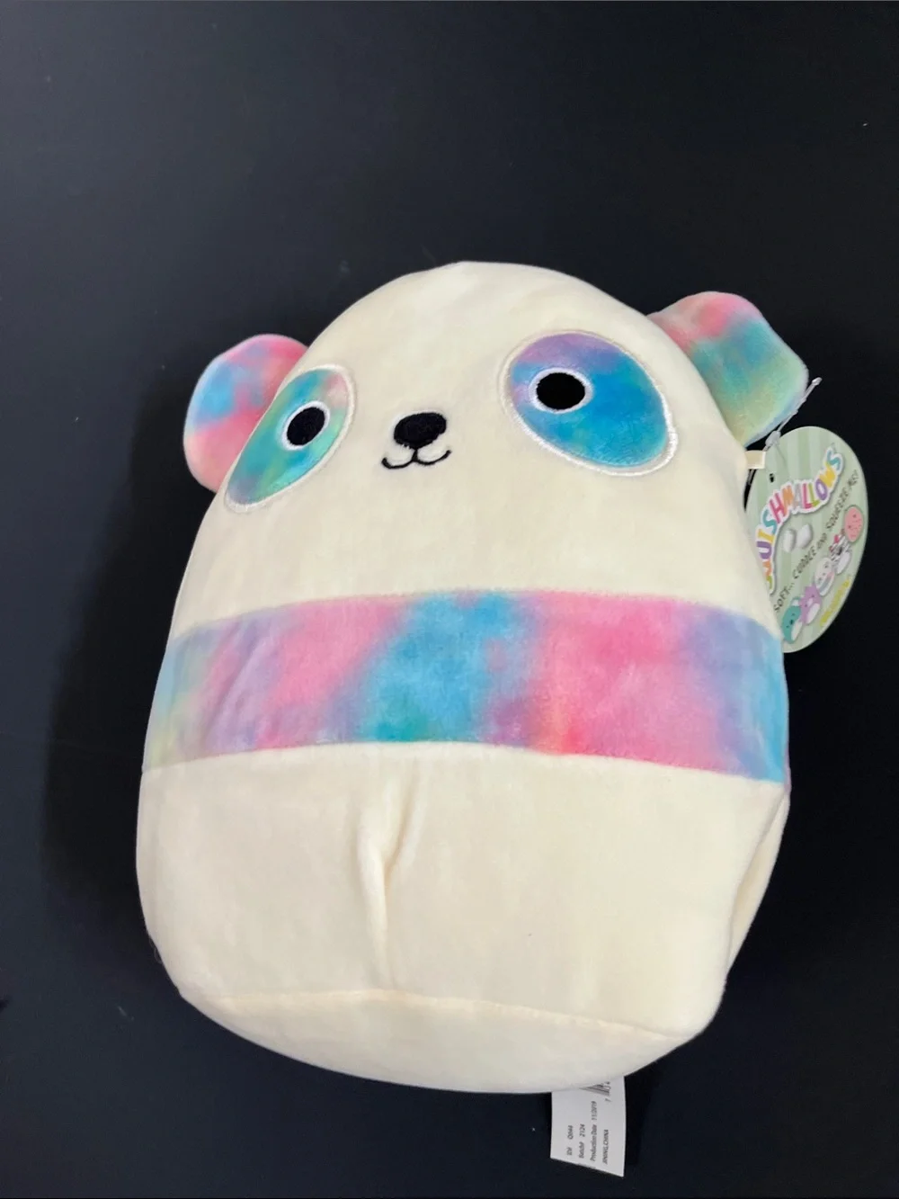 Plush Panda Stuffed Toy - Cream with Pastel Tie-Dye Accents